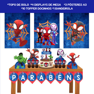Kit Festa em Casa - Spidey e Seus Amigos Espetaculares - Só um Bolinho - Mesversário em Oferta na Shopee