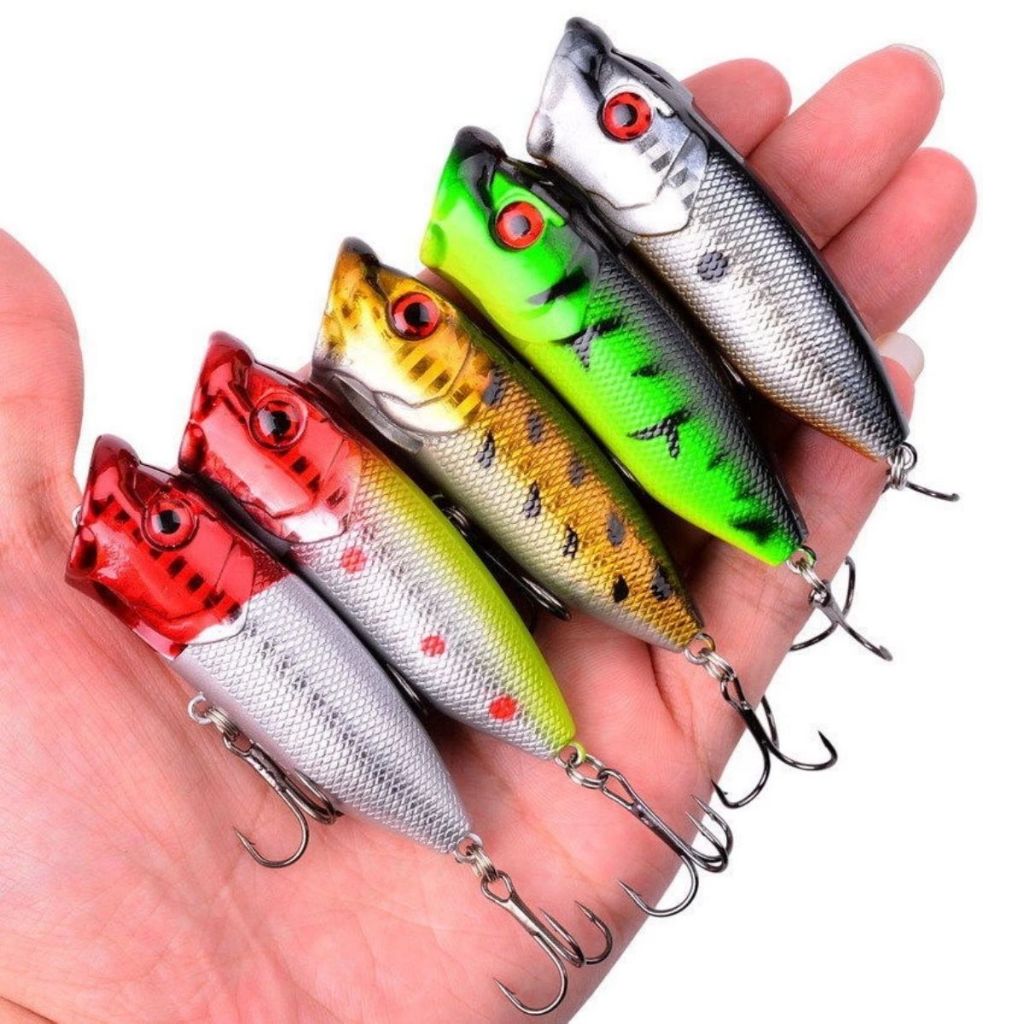 kit 5, 3, 2 peças ou unidade Avulsa Isca artificial pesca 7,2cm popper superfície traíra dourado tucunaré