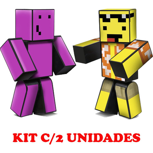 Kit 2 Bonecos Mel Melzinha 35cm Turma Do Problems Minecraft Gamers Skins Articulado Brinquedo