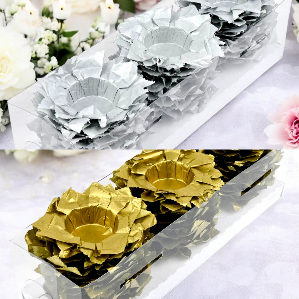 100 Forminhas Doces Finos Flor Seda Casamento Dourado ou Prata em Oferta na Shopee