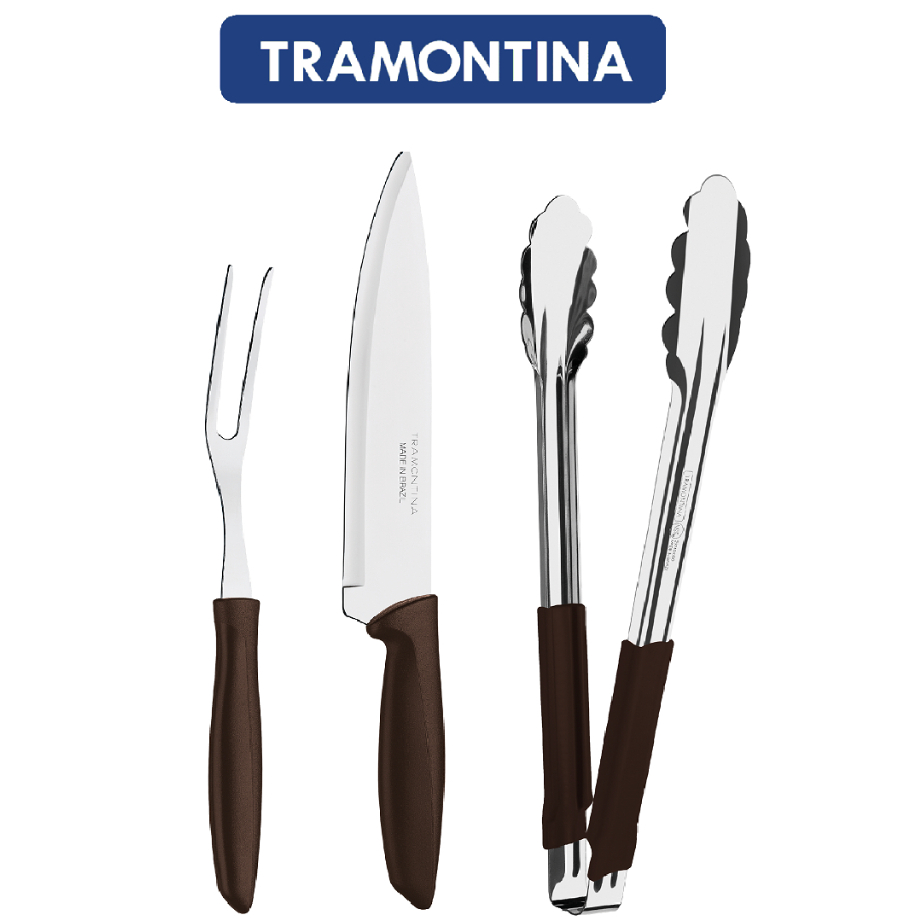 Jogo de Facas Tramontina Churrasco Faca Garfo Trinchante Pegador Inox