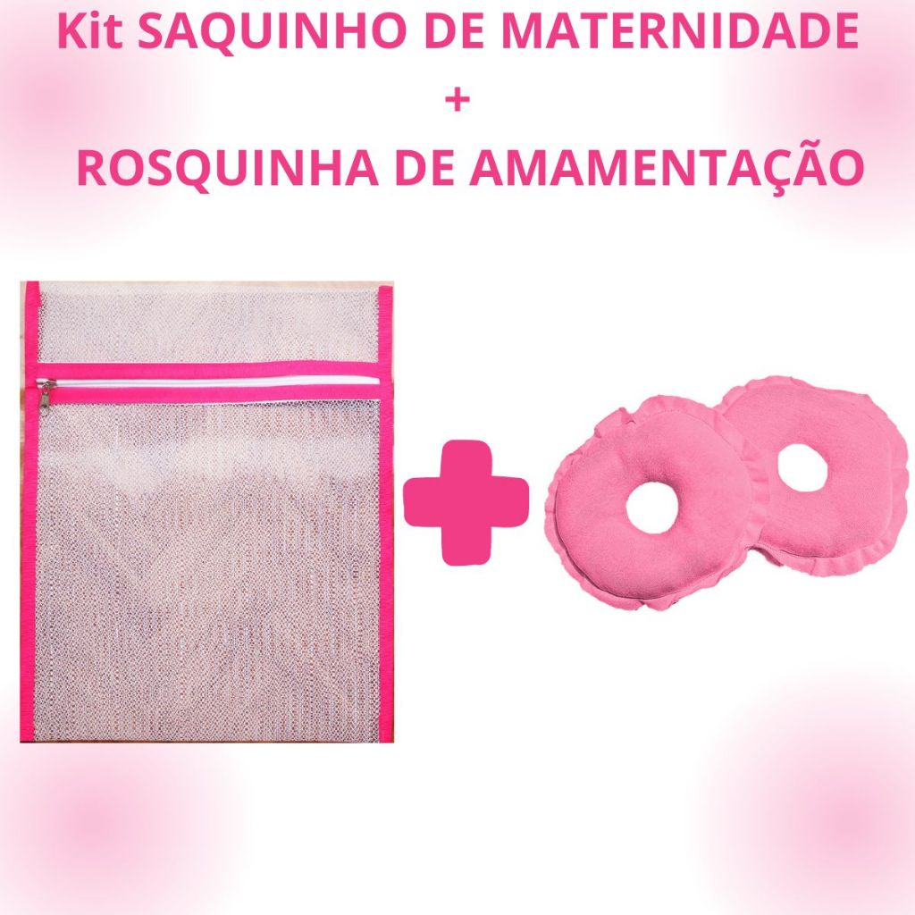 Kit 6 Saquinhos Maternidade Bebê Organizador Mala Gestante 30x35 + 1 Par de Rosquinha  Amamentação