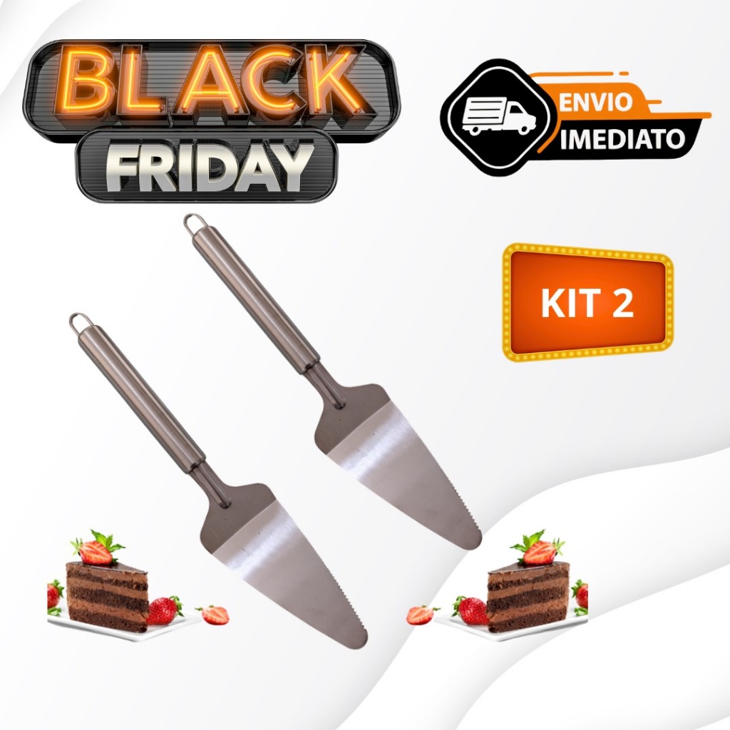 KIT 2 Espátula Para Cortar Bolo Torta Pães Pudim Pá de Servir Pizza Fatiador de Bolos Espátula de Fatiar Aço INOX