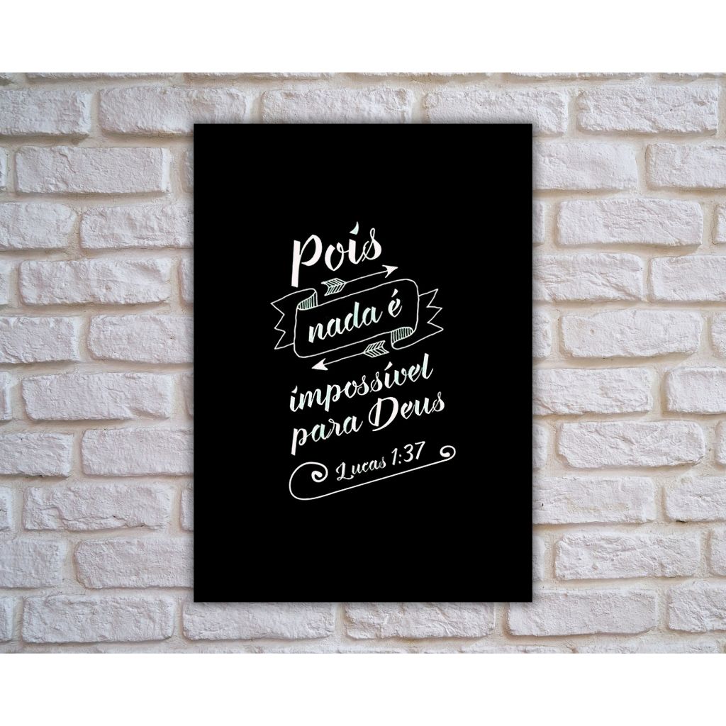 Quadro Decorativo Decoração Versículo Bíblico Lucas 1:37