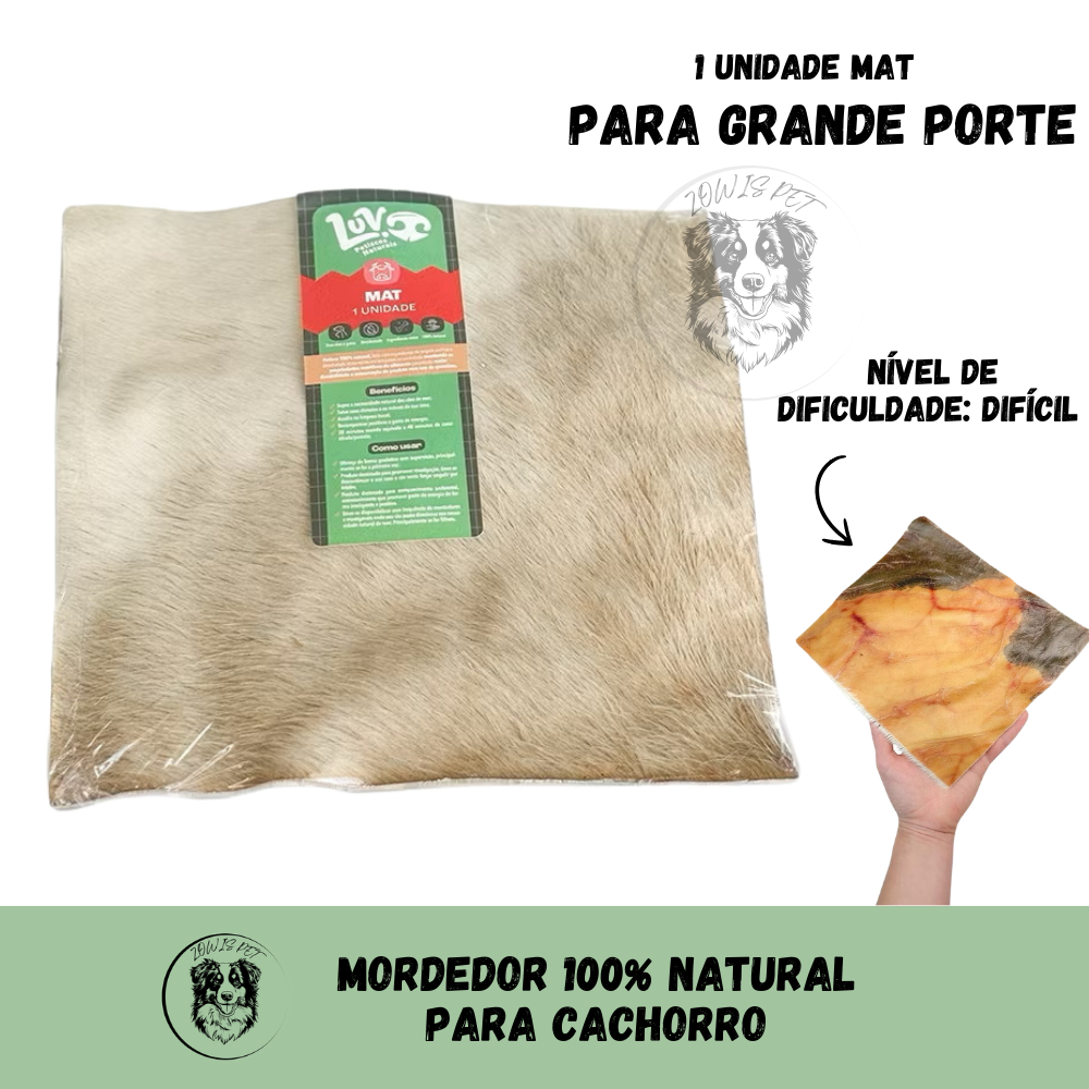 Mordedor Natural Pet Luv Mat Grande de Couro Bovino 100% Natural para Cachorro Médio e Grande Porte 1un - Luv