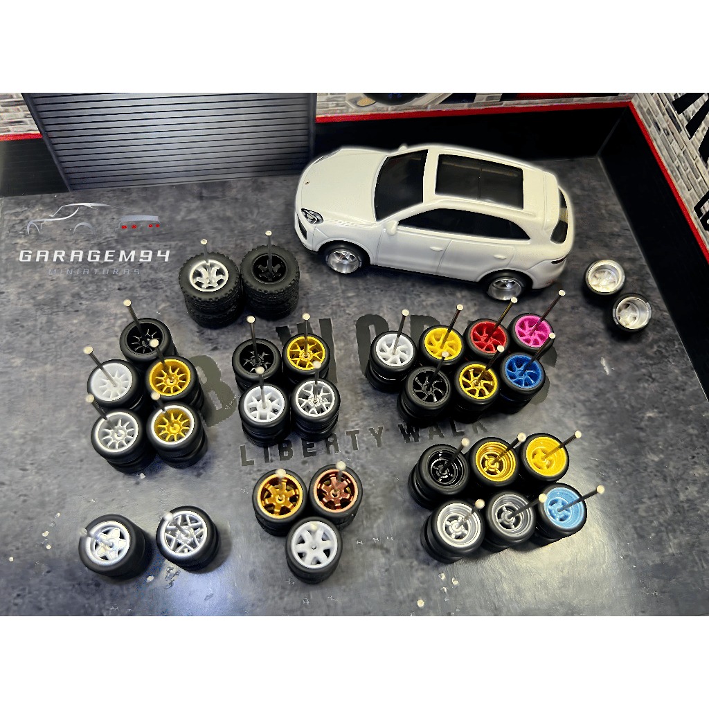 Rodas com Pneu de Borracha para Minis 1:64 Hot Wheels Maisto