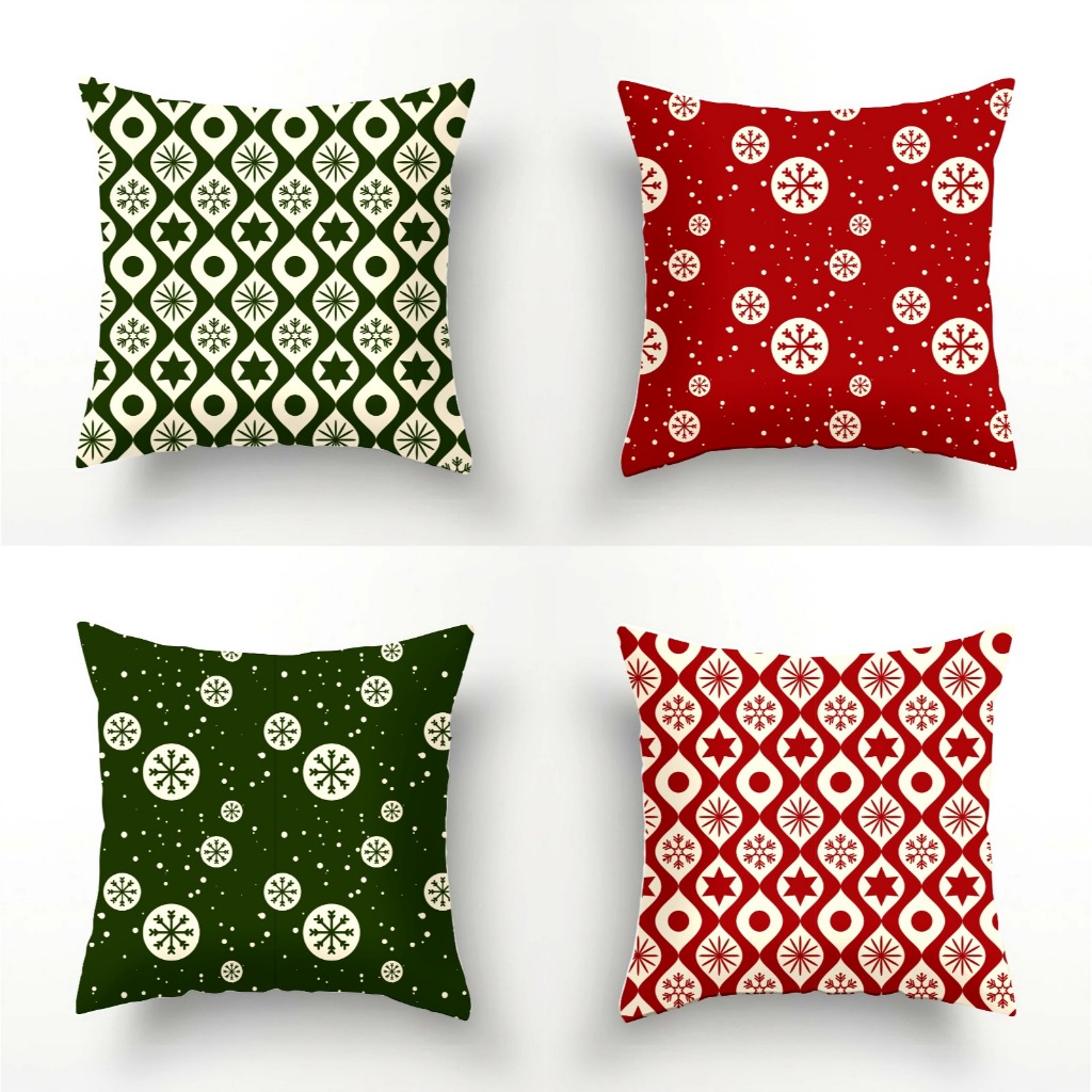 CAPAS NATALINAS Kit com 4 Capas para Almofadas Decorativas 45X45 Direto de Fabrica