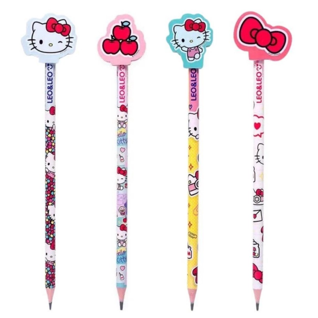 LÁPIS GRAFITE HB COM BORRACHA HELLO KITTY / LEO&LEO / PAPELARIA FOFA KAWAII / MATERIAL ESCOLAR em Oferta na Shopee