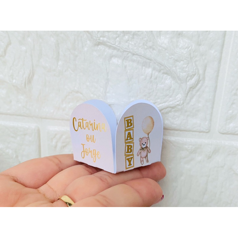 FORMINHAS PERSONALIZADAS PARA DOCINHOS CHÁ REVELAÇÃO URSINHO DOURADO