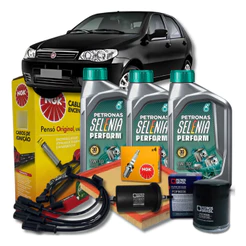 Kit Revisão - Óleo Filtros e Velas - Fiat Palio Fire 1.0 1.3 1.4 - 5W30 Sintético - Selenia