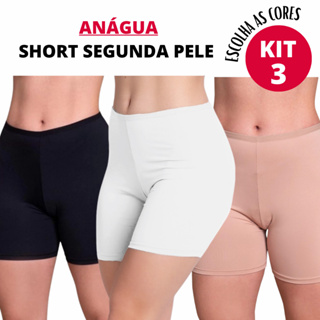 Kit 3 Anagua Segunda Pele Usar Baixo Vestido Saia Não Marca Esconde Calcinha Short Feminino em Oferta na Shopee