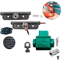 Kit Fechadura Cadeado De Solo Tetra + Trava Lateral Para Porta De Aço King Alta Proteção Segurança