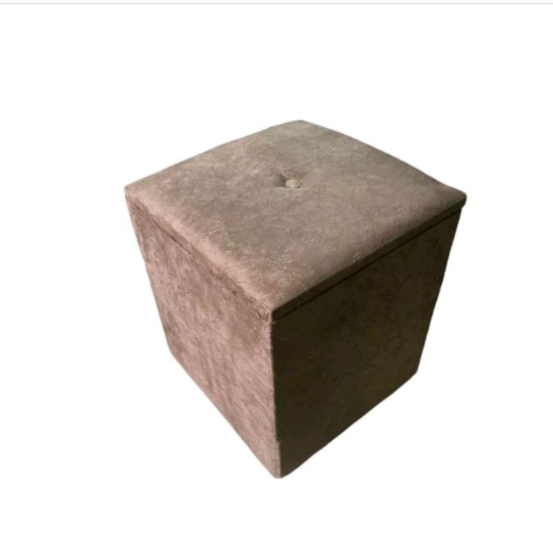 puff bau Suede amassado marrom