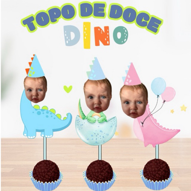 topo de doce fino baby Topper de doce/cupcake dinossauro