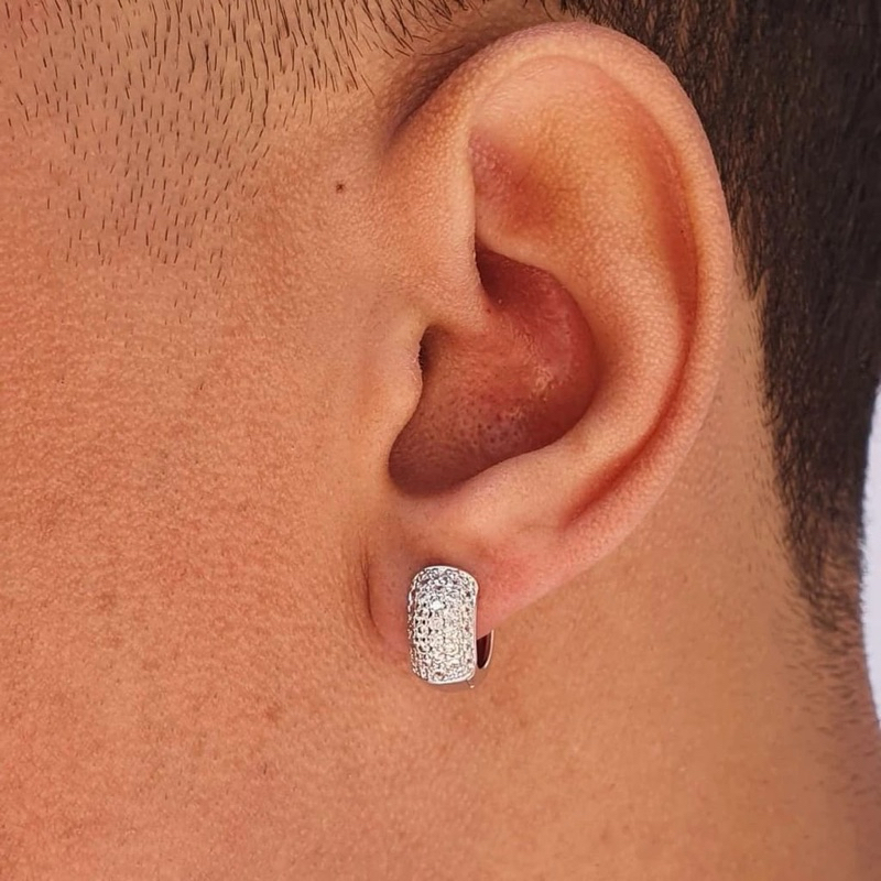 Brinco Neymar argola ouro prata ice Luxo acessório unissex cravejado em Oferta na Shopee