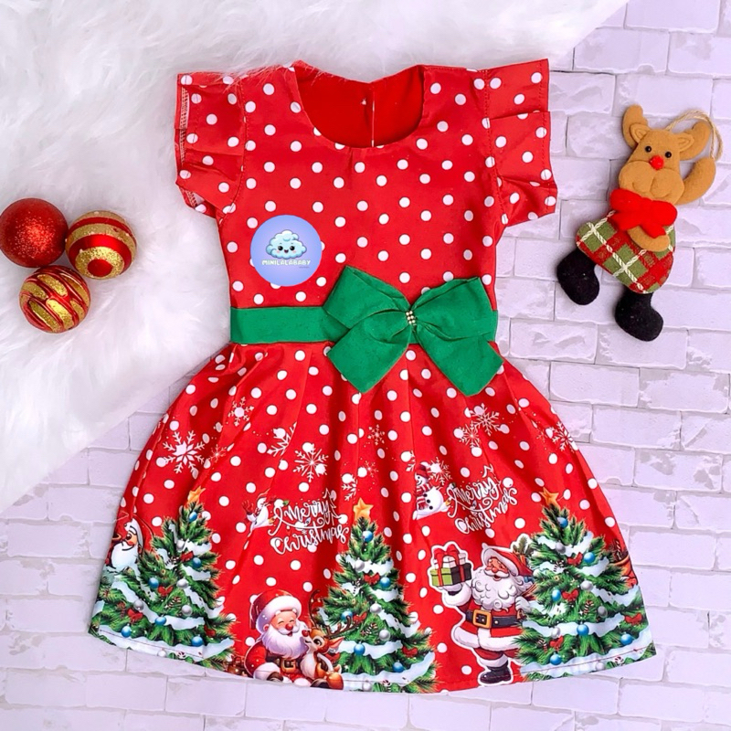 Vestido Infantil Natal Romper Luxo Roupa Vermelha Papai noel