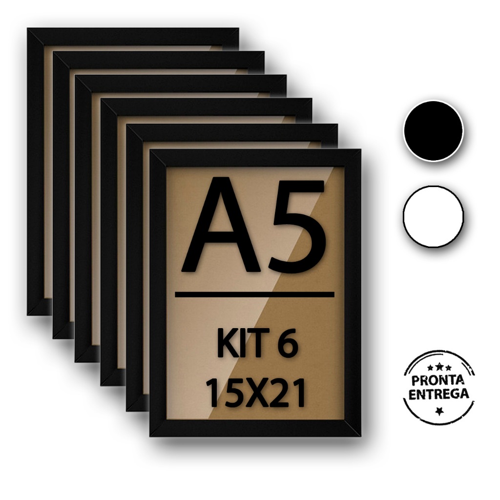 Kit 6 Moldura Porta Retrato 15X21 A5 Vidro ou Acetato em Oferta na Shopee