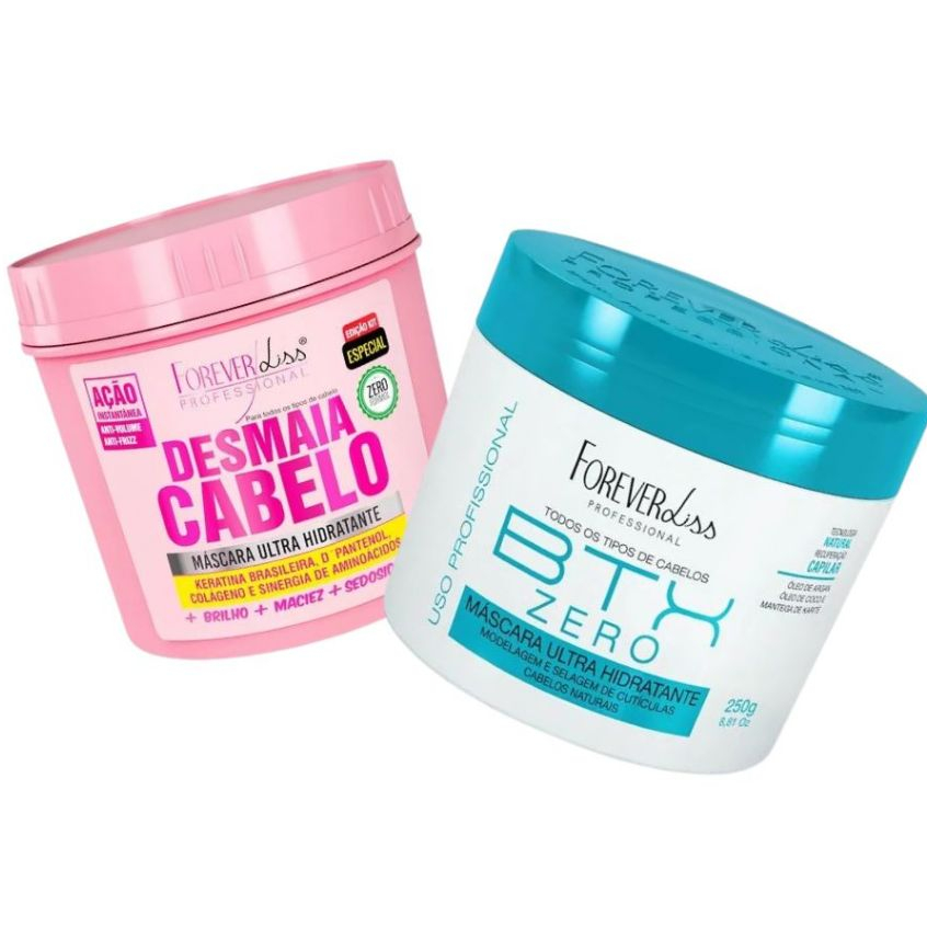 Kit BTX Volume Zero 250g + Máscara Desmaia Cabelo 200g Forever Liss em Oferta na Shopee