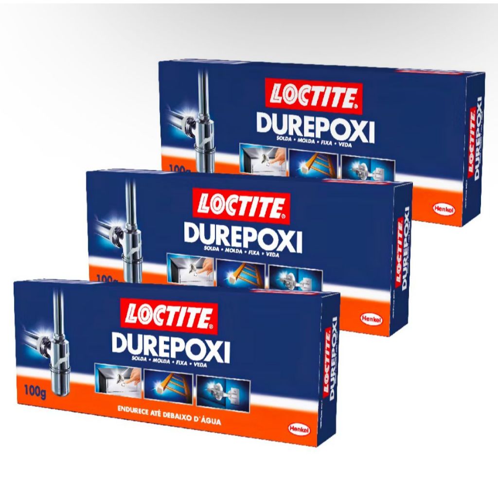 Kit Com 3 Durepoxi Cola Epóxi Massa Adesiva Ultra Forte 100G Grande em Oferta na Shopee