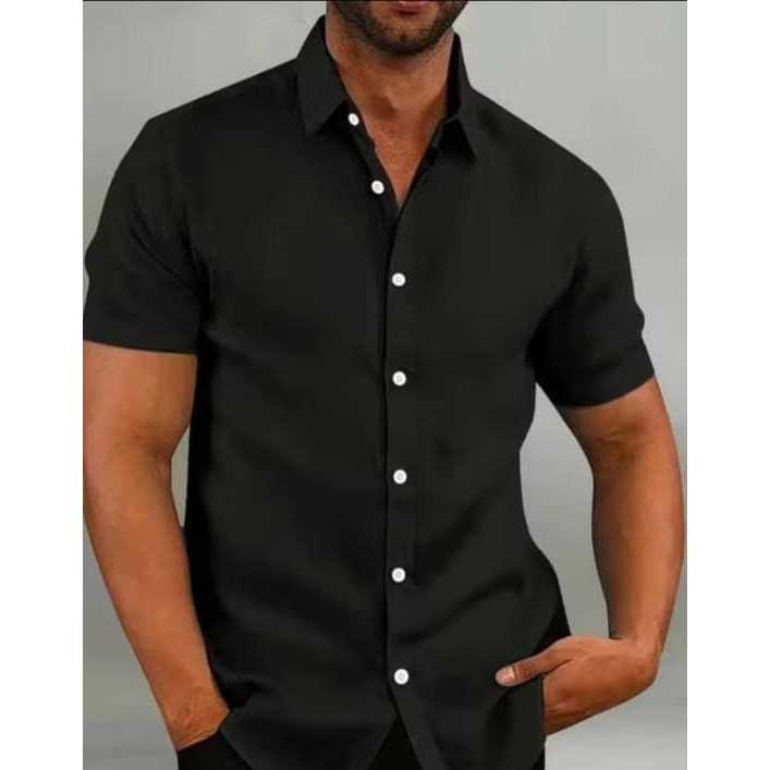 Camisa Linho Masculina Manga Curta Slim Natal Ano novo Masculino Coisas Masculinas