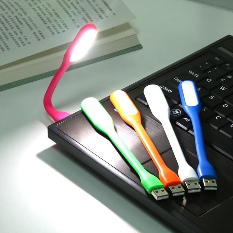 Mini luminária portátil LED para leitura, entrada USB