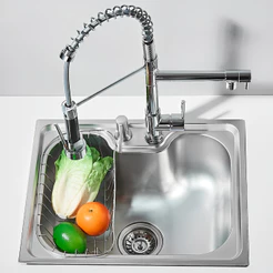 Cuba cozinha gourmet de pia aço inox 60 X 42 X 21CM Com Acessórios e Torneira GourmetMonocomando Dupla alavanca