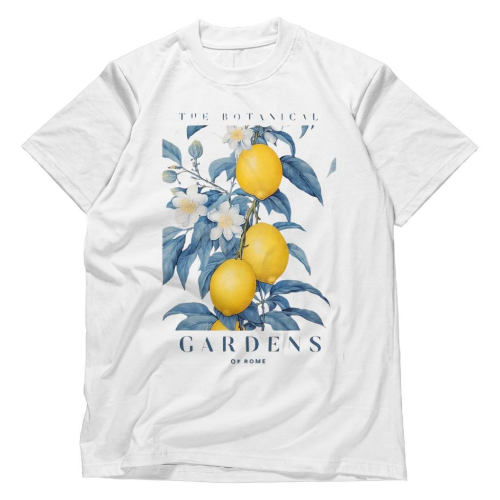 Camiseta Feminina Algodão Estampas Tropicais Moda Verão Rio Limão Amalfi