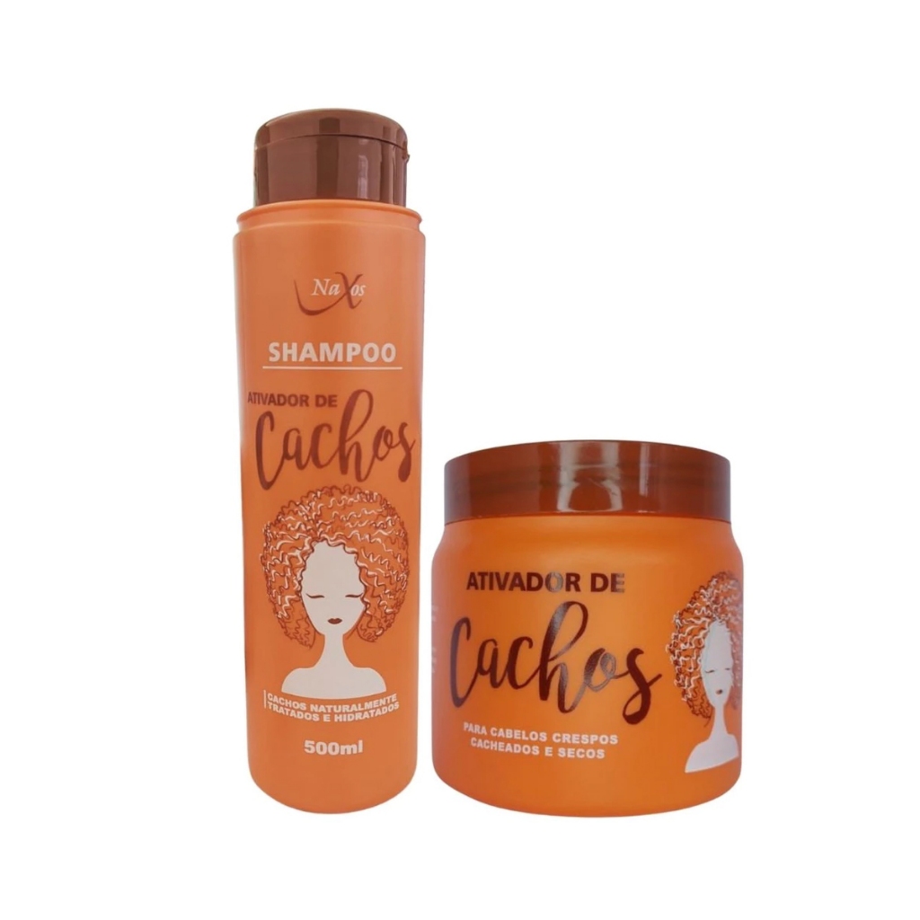 Kit Tratamento Capilar Shampoo 500ml E Máscara Ativador Cachos 500g