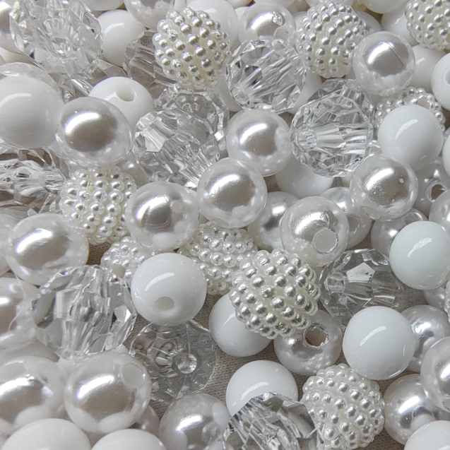 Blend Mix Pedraria Branco Premium Aprox.200/500pçs Perola Miçanga Cristais artesanato bijuterias em Oferta na Shopee