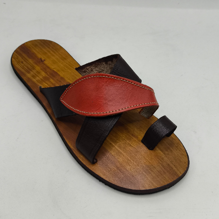 Sandalia Chinelo de Couro Rasteirinha Couro Legitimo Confortável Resistente Ant Derrapante