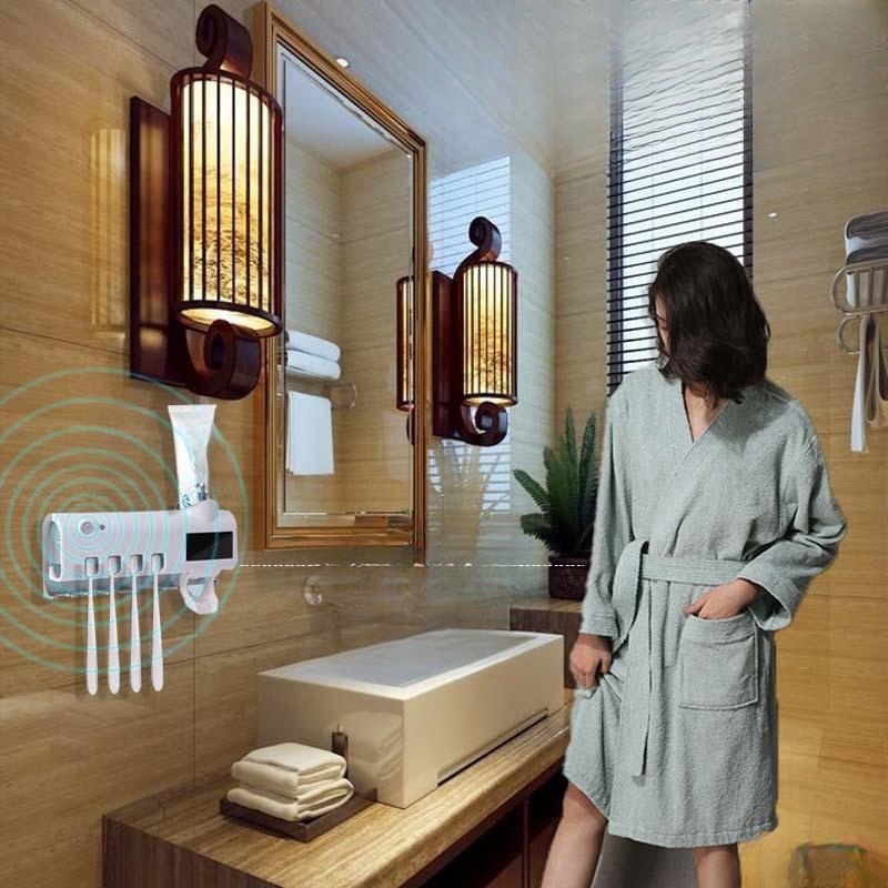 Aplicador Pasta De Dente Dispenser Porta Escovas Com E Sem Esterilizador Uv Promoção