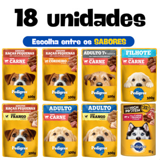 Kit com 18 sachês Pedigree 100gr sache para cães sabor a sua escolha em Oferta na Shopee
