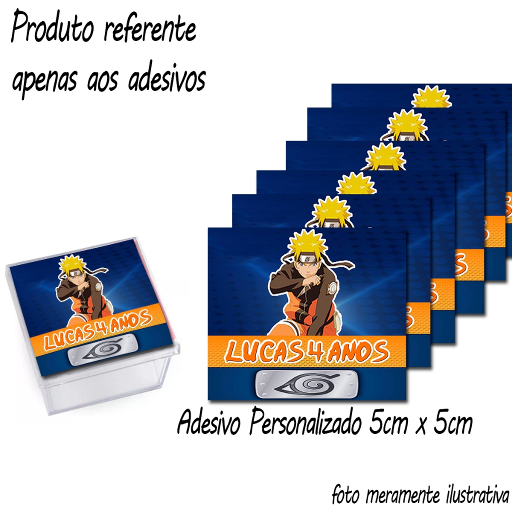 Adesivos personalizados Tema Naruto 5cm x 5cm para caixinha Acrílica, Lembrancinha pra Festa em geral.