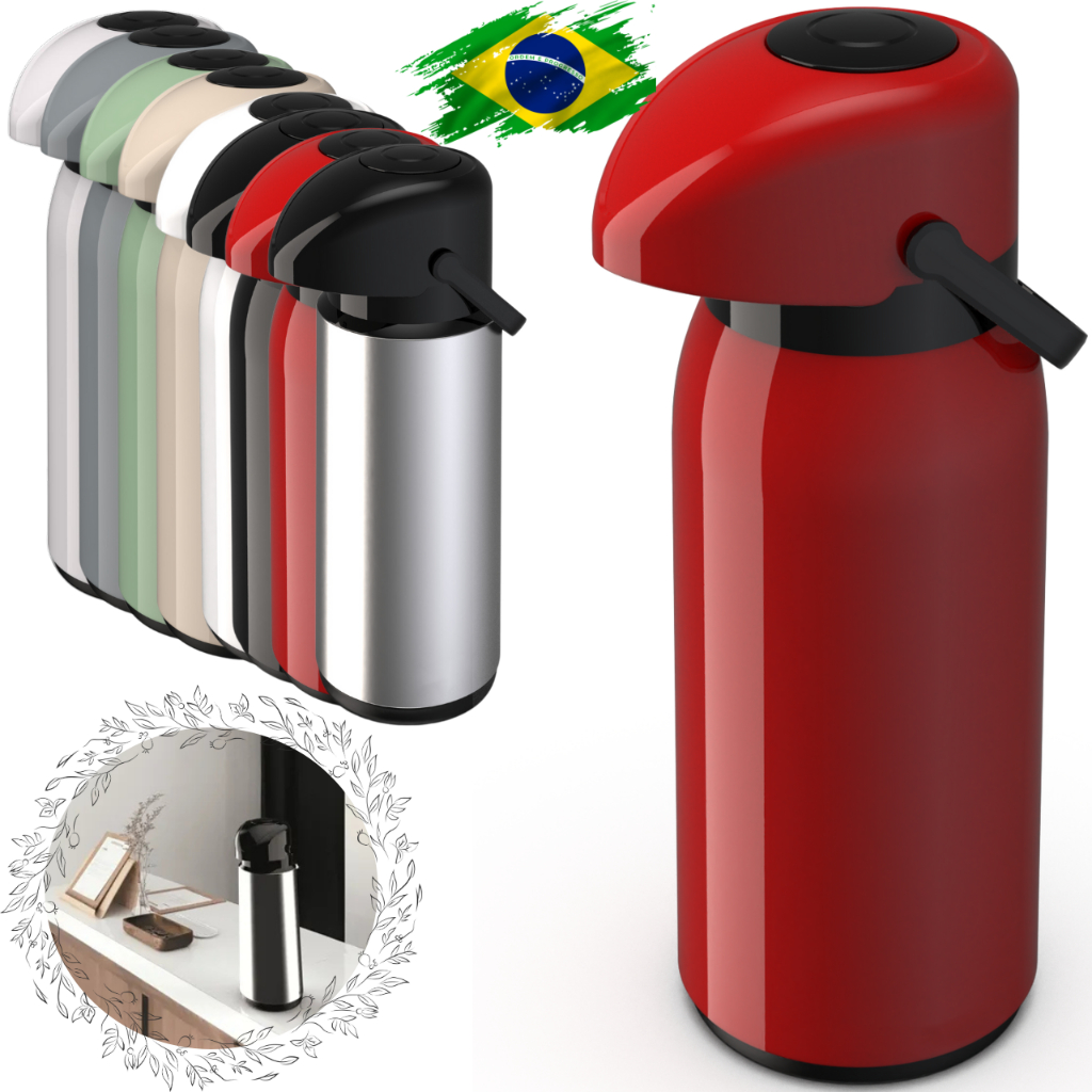 Garrafa de café Térmica com Pressão Verona de 1,8 litros unitermi Chá Vermelha Verde Magen...