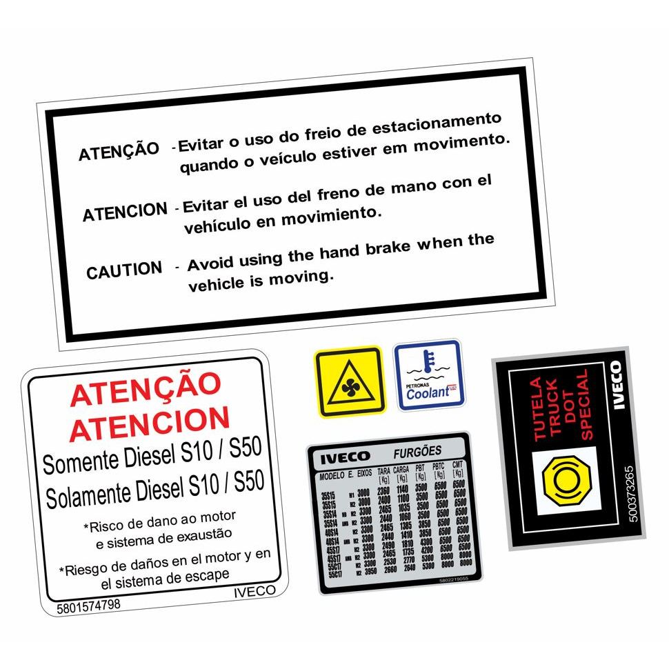 Adesivos Advertência Cofre Motor Iveco 35S14 2012 A 2022