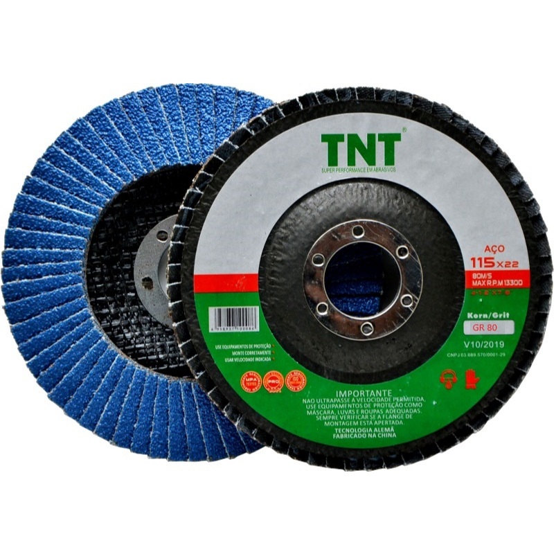 Disco De Lixa Flap Tnt Green Kit c/05pçs 4.1/2 Grão 80  p/ esmerilhadeira e lixadeira TOP green em Oferta na Shopee
