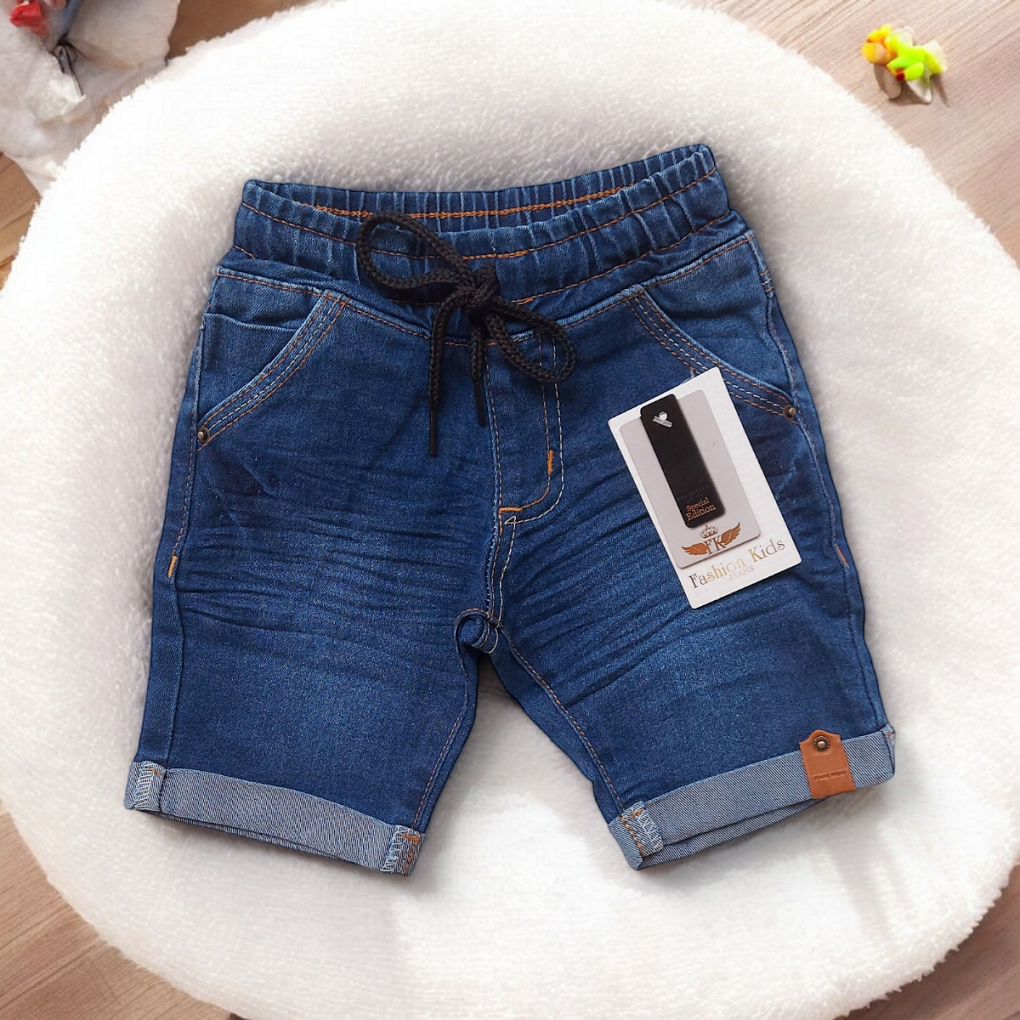 Bermuda Jeans Infantil Short Elástico Bebê Menino Juvenil