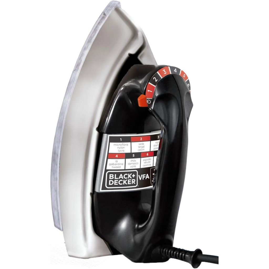 Ferro de Passar a Seco 1100W 7 Níveis Temperatura Black&Decker VFA1110