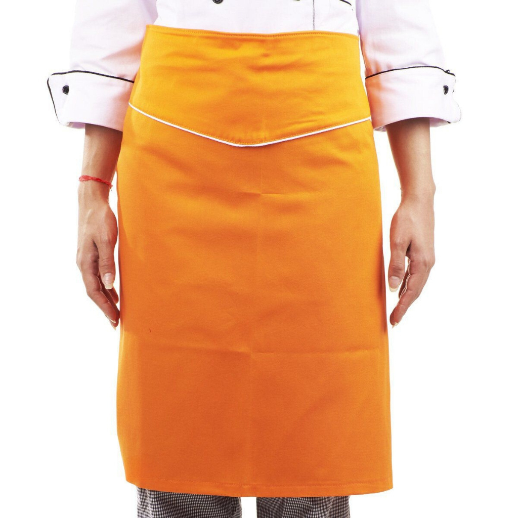 Avental De Cozinha Cintura Ajustável Laranja Uniforme Para Chef De Cozinha Profissional Gastronomia 100% Algodão