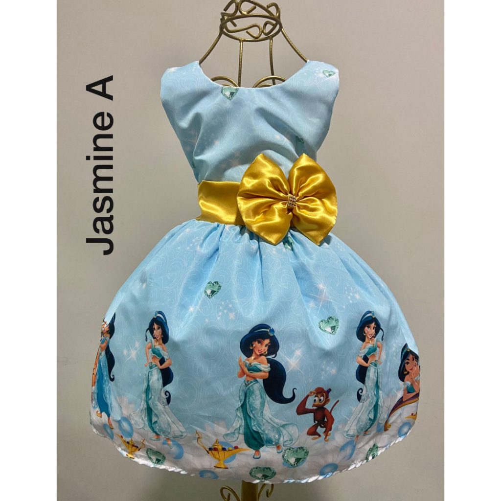 Vestido Jasmine Princesa Aladim Fantasia Aniversário Luxo Infantil