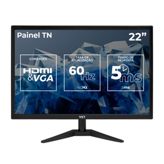 Monitor VST 22, 22 Pol, FHD, 5ms, 60Hz, HDMI/VGA, VST-VST22-BL01 em Oferta na Shopee