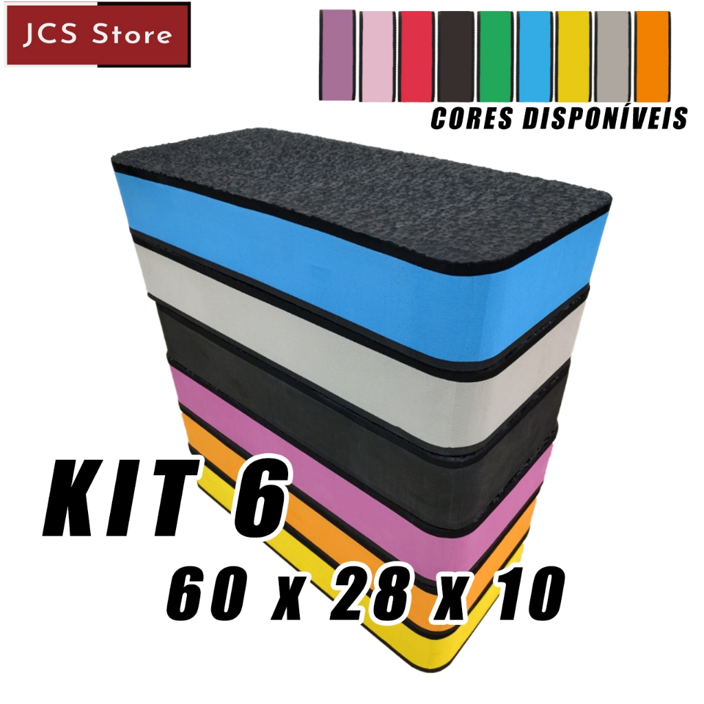 Step KIT 6 UNIDADES - 60 X 28 X 10 Para Exercíos Fitness Aeróbico Academia Esporte E.V.A