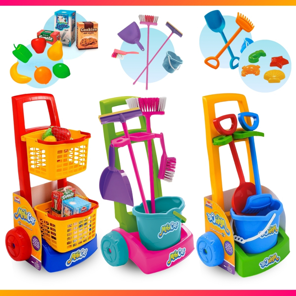 Brinquedo Infantil Faz de Conta Brincadeira Mercadinho Limpeza Praia C/ Acessórios Baldinh...