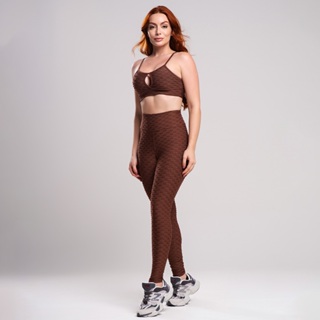 Conjunto fitness academia zero transparência calça legging bolha  e top alcinha bolha fitness em Oferta na Shopee
