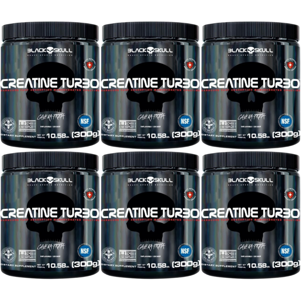 Kit 6 Unidades Creatina Creatine Monohidratada Turbo 300g - Blackskull