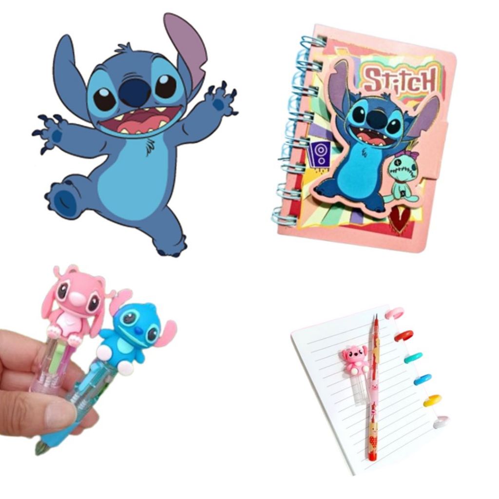 KIT STITCH (BLOQUINHO COM VELCRO + MINI CANETA 4 CORES + LAPISEIRA TROCA PONTA)