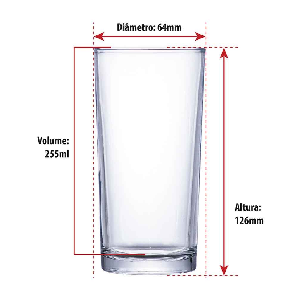 Detalhes do Copos Long Drink Para Água e Suco Jogo de Copo 12 Peças, 255ml Multiuso - Ruvolo