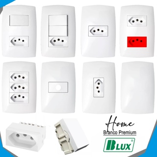 Tomadas Interruptores 4x2 Blux Home Branco Conjunto Montado 10A 20A em Oferta na Shopee