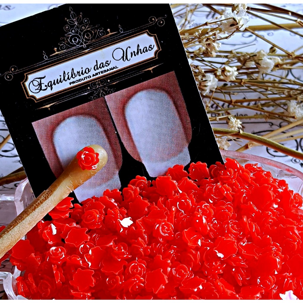 Rosa 3d 5mm 100unidades atacadinho jóias e pedrarias para unhas e nail sticker, Pedras para unha e acessórios, arts