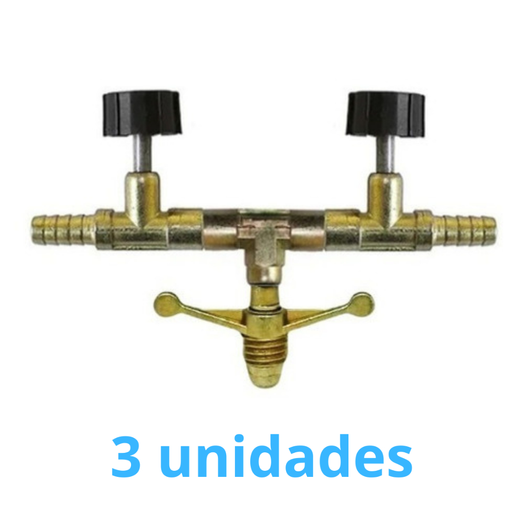 Kit Registro Gás Alta Pressão P13kg Saída Dupla S/ Mangueira